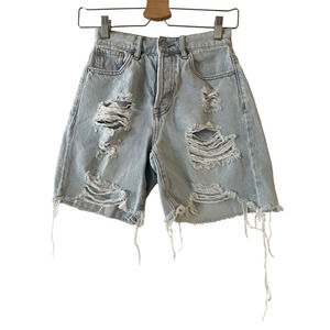 PacSun Size 23 Womens‎ Distressed Cutoff Denim Shorts Frayed Raw Hem Light Blue